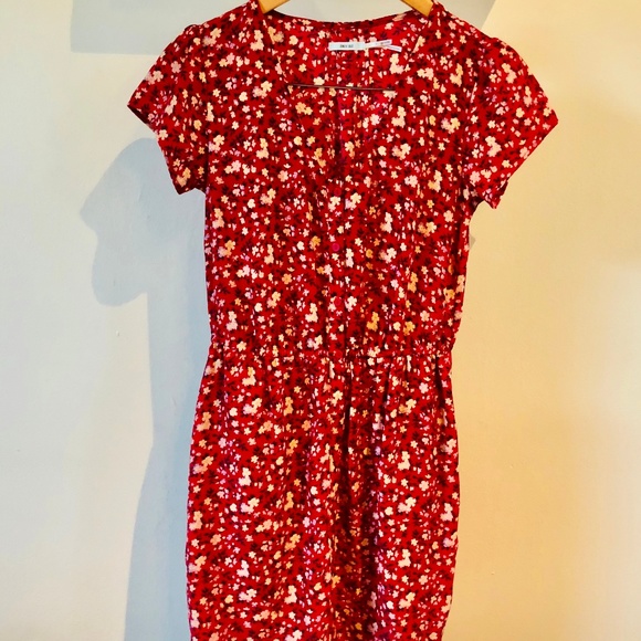 blue red floral dress